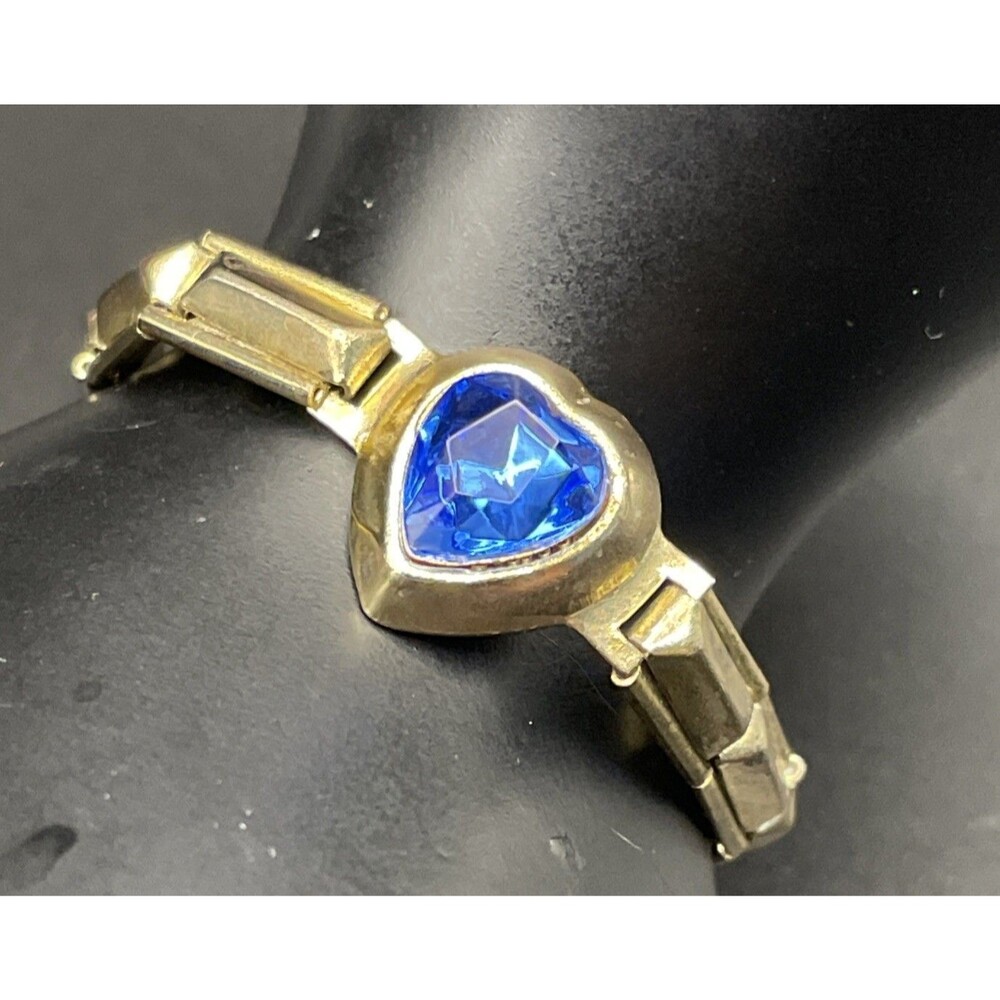 🔥Vintage Child Stretch Sweetheart Bracelet w/Blue Stone 5.0-6"